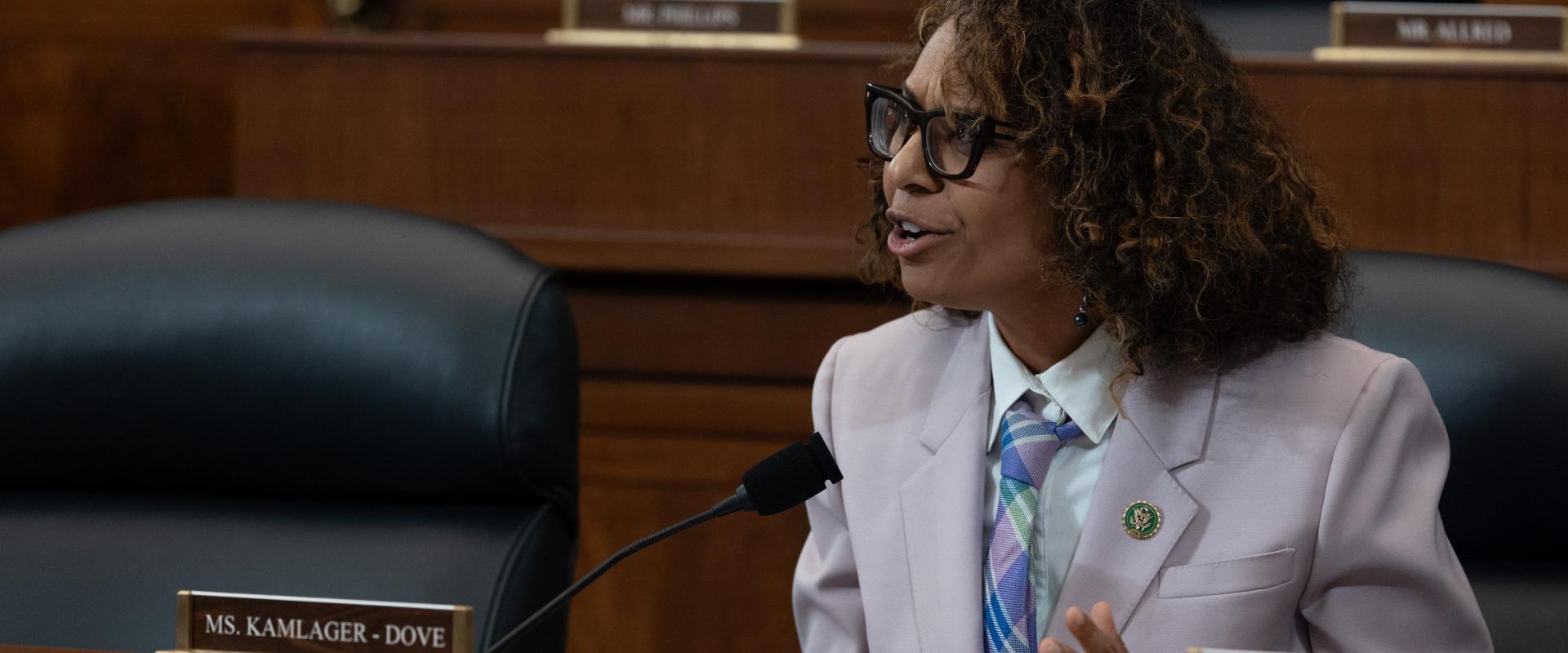 Congresswoman Kamlager-Dove speaks during a House Foreign Affairs Committee hearing.