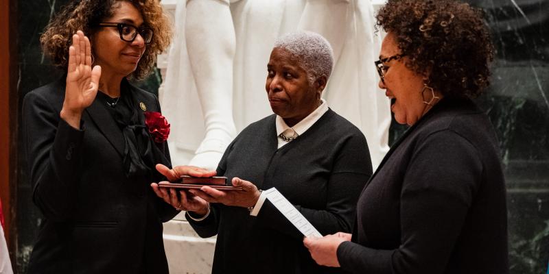 Congresswoman Kamlager-Dove with her mother and Chair Jackson