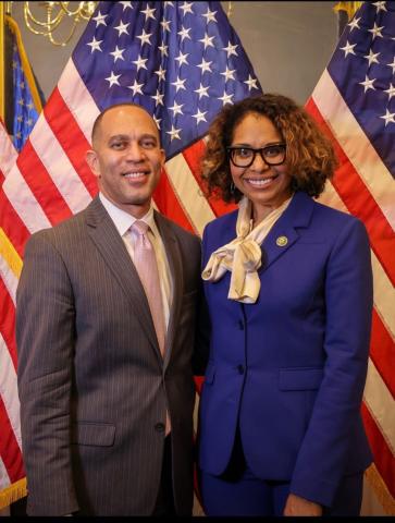 Rep. Kamlager-Dove with Democratic Leader Hakeem Jeffries